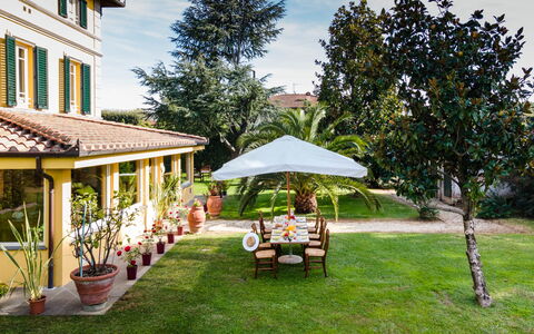 Villa Luigina 8: Wohngebiet, Zuhause, Haus, Estate, Schatten, Garten, Villa, Hazienda, Rasen, Landscaping