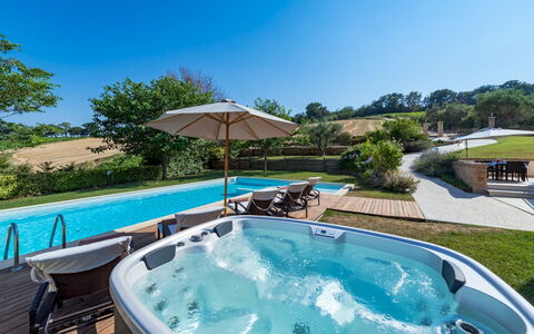 Casale Rosy 6+2: Schwimmbad, Gartenmöbel, Regenschirm, Freizeit, Resort, Eco Hotel, Garten, Schatten, Landscaping