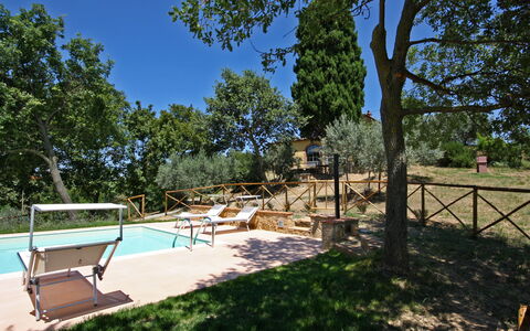 Monterzi 4: Estate, Schwimmbad, Hazienda, Hinterhof, Schatten, Garten, Villa, Garten, Landscaping, Gartenmöbel