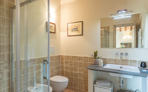 Podere di Salci 10: Badezimmer, Flooring, Wand, Armatur, Interior Design, Fussboden, Bad Sink, Sinken, Zapfhahn, Installation