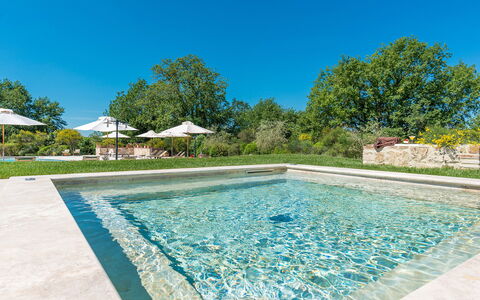 Villa le Chiarne 22: Garten, Schwimmbad, Landscaping, Reflexion, Water Feature, Design, Teich, Botanischer Garten, Reflecting Pool