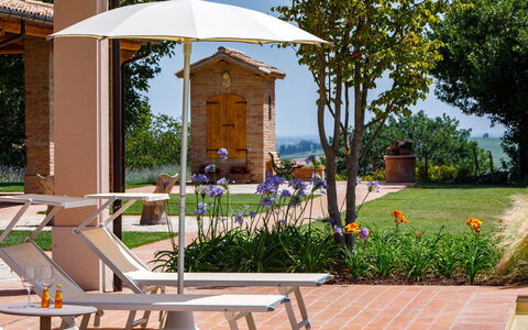 Ca' Pellicciano 8: Möbel, Gartenmöbel, Regenschirm, Stuhl, Tisch Im Freien, Garten, Schatten, Blumentopf, Terrasse, Eco Hotel
