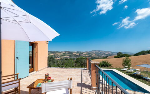 Casale Principessa 6+2: Schwimmbad, Gartenmöbel, Möbel, Stuhl, Resort, Regenschirm, Eco Hotel, Balkon, Schatten, Tisch Im Freien