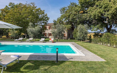 Casale le Tre Querce 8+1: Baum, Wohngebiet, Estate, Schwimmbad, Haus, Zuhause, Rasen, Garten, Bauernhaus, Hazienda