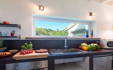 Villa Bubi 8+1: Küche, Countertop, Möbel, Armatur, Blumentopf, Zimmerpflanze, Zapfhahn, Küchengerät, Essen, Light Fixture