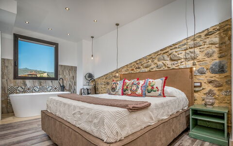 Villa Gallus 6: Möbel, Interior Design, Flooring, Wand, Fussboden, Schlafzimmer, Bett, Holz, Decke, Zimmer