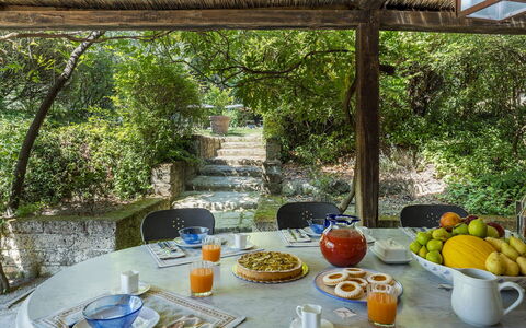 Casale le Querce di Cetona 8: Strauch, Möbel, Garten, Gartenmöbel, Stuhl, Schatten, Hinterhof, Landscaping, Tisch Im Freien, Küche & Esszimmer Tisch