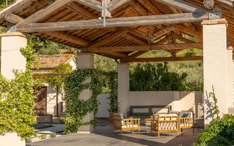 Villa Dianella 8+2: Schatten, Outdoor Struktur, Garten, Gazebo, Pergola, Pavillon, Landscaping, Säule, Blumentopf, Strahl
