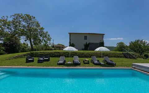 Villa a Casa di Giovanni 12: Blau, Schwimmbad, Estate, Gartenmöbel, Rasen, Garten, Landscaping, Garten, Villa, Hazienda