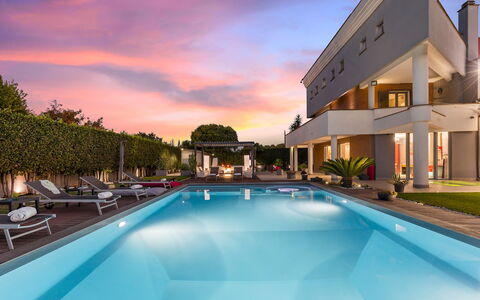 Villa Tiberio 6+2: Schwimmbad, Resort, Estate, Eco Hotel, Hotel, Villa, Hazienda, Villa, Hof, Landschaft Beleuchtung
