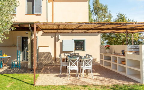 Casale Rondinella 6+2: Möbel, Gartenmöbel, Tabelle, Stuhl, Tisch Im Freien, Küche & Esszimmer Tisch, Hinterhof, Schatten, Garten, Outdoor Struktur