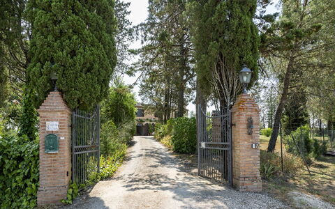 Podere Casanovina 12: Strauch, Garten, Tor, Estate, Auffahrt, Landscaping, Hazienda, Immergrün, Zaun