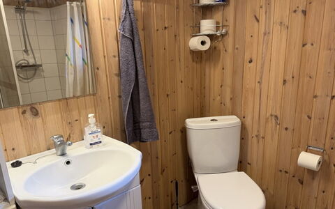 Hedwig - 120M to the Fjord: Toilleten Sitz, Badezimmer, Armatur, Toilette, Bad Sink, Holz, Flooring, Sinken, Fussboden, Interior Design
