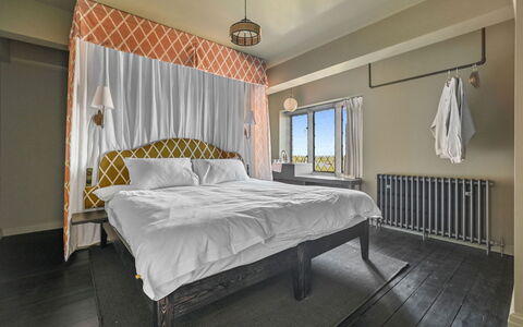 Arc Thorpeness: Möbel, Schlafzimmer, Bett, Interior Design, Flooring, Fussboden, Decke, Bettdecke, Bedding, Beleuchtung