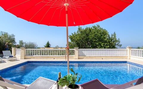 Schöne: Rot, Regenschirm, Gartenmöbel, Möbel, Schatten, Tisch Im Freien, Blumentopf, Stuhl, Schwimmbad, Zimmerpflanze