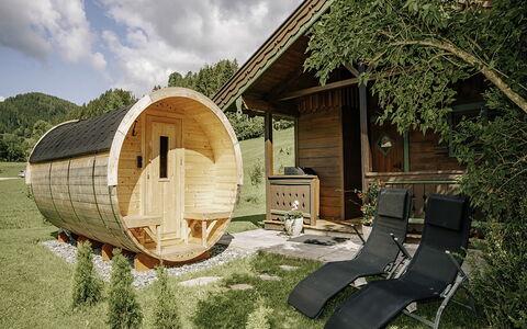 Zirbenhütte: Schwimmbad, Bauernhaus, Estate, Villa, Resort, Hazienda, Eco Hotel, Hinterhof