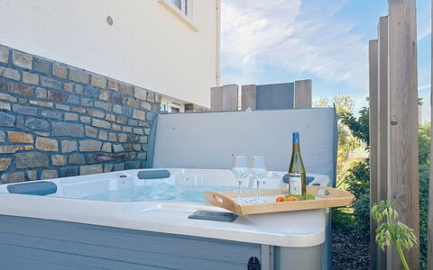 Le Terrier Préfaillais, Jacuzzi: Badewanne, Armatur, Verbundwerkstoff, Jacuzzi, Schwimmbad, Installation, Zimmerpflanze, Fliese, Resort