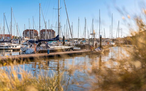 Amielie with Lateral Seaview: Blau, Wasser, Boot, Gewässer, Watercraft, Yachthafen, Mast, Reflexion, Wasserweg, Hafen