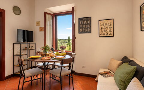 La Veduta - la Finestra su Castelfalfi: Wand, Möbel, Flooring, Interior Design, Fussboden, Zimmer, Küche & Esszimmer Tisch, Stuhl, Esszimmer, Decke