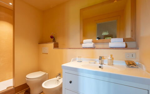 Villa del Poggio D'Oro 8: Badezimmer, Armatur, Bad Sink, Flooring, Wand, Interior Design, Fussboden, Sinken, Holz, Zapfhahn