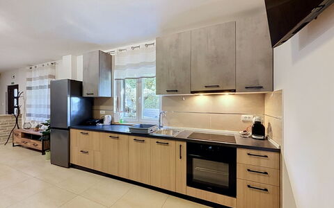 Martina: Küche, Küchengerät, Countertop, Möbel, Major Appliance, Interior Design, Cabinetry, Flooring, Holz, Fussboden