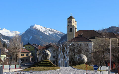 Biegel-Kraus: Berg, Bergforms, Himmel, \Stadt, Gebirge, Winter, Alpen, Schnee, Kirche, Baum