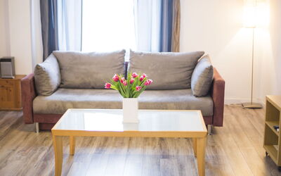 Royal Route Residence 150.7: Möbel, Zimmer, Kaffetisch, Wohnzimmer, Couch, Interior Design, Tabelle, Fussboden, Eigentum, Studio Couch
