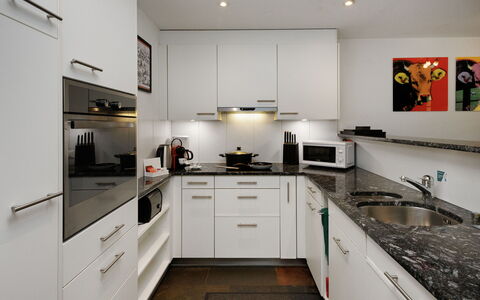 Grindelwald 106: Küche, Countertop, Küchengerät, Major Appliance, Interior Design, Cabinetry, Flooring, Decke, Möbel, Haushaltsgerät