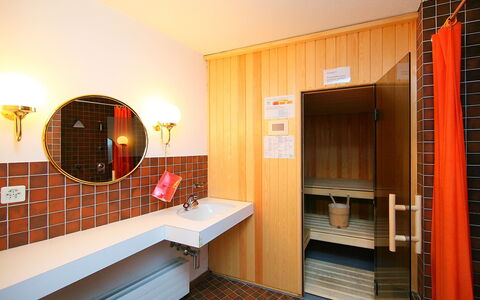 Pontresina 170: Spiegel, Holz, Orange, Interior Design, Flooring, Fussboden, Gebäude, Halle, Armatur, Komfort