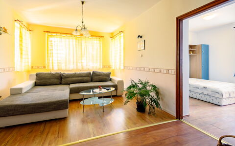 Balatonoszod 950: Couch, Eigentum, Bilderrahmen, Komfort, Holz, Zimmerpflanze, Fenster, Fussboden, Wohnzimmer, Flooring