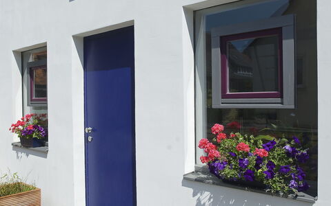 Albergo Centro: Blume, Pflanze, Gebäude, Fenster, Holz, Rechteck, Tür, Blumentopf, Haus