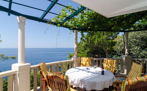 Trstenik Dingač 301: Eigentum, Gebäude, Grundeigentum, Zimmer, Haus, Balkon, Möbel, Veranda, Urlaub, Schatten