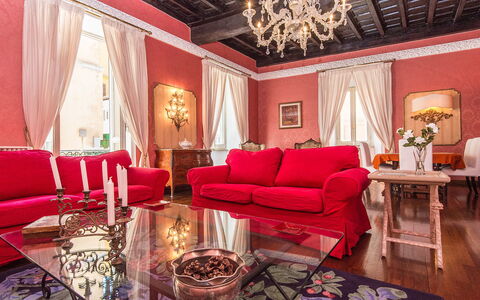 Spanish Steps: Zimmer, Interior Design, Eigentum, Möbel, Wohnzimmer, Rot, Rosa, Decke, Suite, Haus