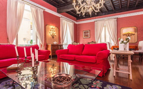 Spanish Steps: Zimmer, Interior Design, Eigentum, Möbel, Wohnzimmer, Rot, Rosa, Decke, Suite, Haus