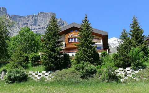 Leukerbad 550: Pflanze, Himmel, Pflanzengemeinschaft, Gebäude, Baum, Natürliche Landschaft, Lärche, Grundstueck, Haus, Fenster
