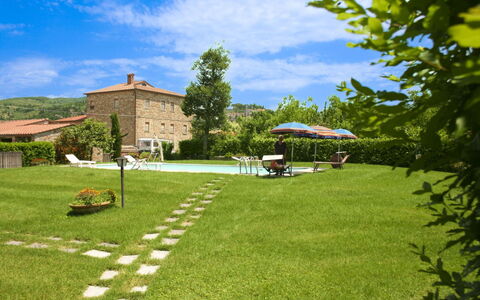 Pozzonovo: Schwimmbad, Garten, Rasen, Gartenmöbel, Garten, Hinterhof, Essen, Park, Tisch Im Freien, Villa