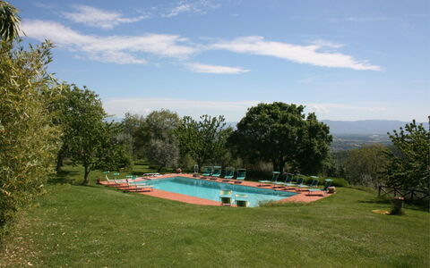 Agriturismo Bevignano: Wolke, Himmel, Pflanze, Schwimmbad, Natürliche Landschaft, Wasser, Baum, Grundstueck, Gewässer, Schatten
