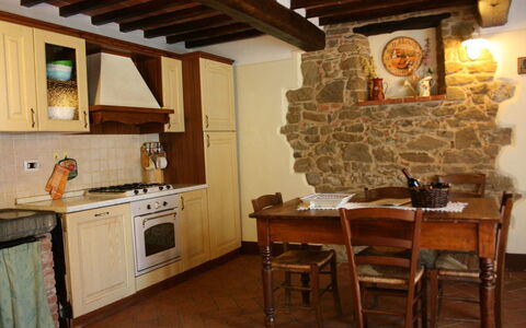 Podere della Crocchia: Zimmer, Eigentum, Countertop, Möbel, Gebäude, Fussboden, Interior Design, Küche, Hartholz, Steinofen