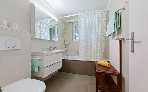 Chalet Almis 5: Badezimmer, Interior Design, Armatur, Flooring, Fussboden, Bad Sink, Badezimmerschrank, Sinken, Zapfhahn, Toilette