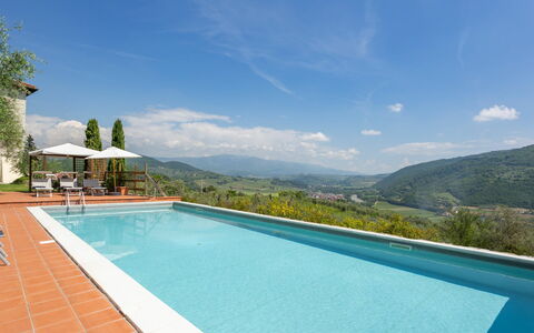 Villa Monteloro: Wasser, Himmel, Pflanze, Wolke, Eigentum, Schwimmbad, Gebäude, Azurblau, Baum, Rechteck