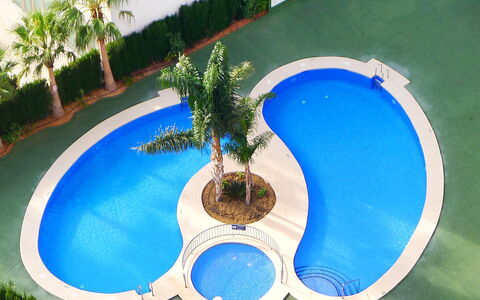 Ambar Beach: Pflanze, Wasser, Azurblau, Grün, Blau, Baum, Gebäude, Arecales, Urban Design, Gewässer