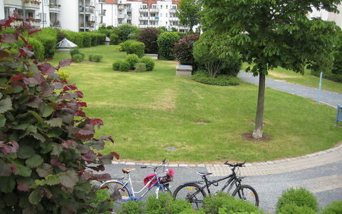 Kamelienweg: Fahrrad, Grün, Gras, Garten, Rasen, Wohngebiet, Garten, Nachbarschaft, Eigentum, Urban Design