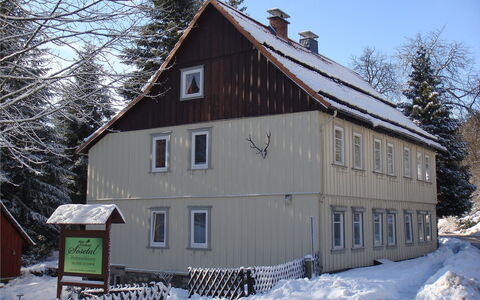 Altes Forsthaus Sösetal: Gebäude, Schnee, Himmel, Fenster, Baum, Haus, Holz, Steigung, Hütte, Sugar House
