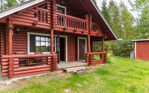 Haaparanta: Holz, Hütte, Blockhaus, Wald, Schuppen, Gartenbauten, Lärche, Wald, Holzbeize