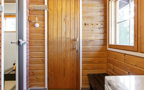 Aittolahti 2: Holz, Hütte, Blockhaus, Wald, Schuppen, Gartenbauten, Lärche, Wald, Holzbeize
