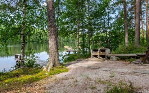 Sarvitupa: Holz, Hütte, Blockhaus, Wald, Schuppen, Gartenbauten, Lärche, Wald, Holzbeize