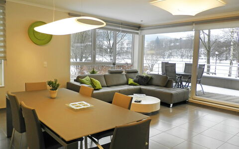 Les Terrasses du Lac: Interior Design, Zimmer, Gebäude, Eigentum, Möbel, Decke, Tabelle, Fussboden, Beleuchtung, Wohnzimmer