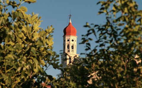 Marina: Blatt, Himmel, Wahrzeichen, Baum, Herbst, Ast, Kirchturm, Stadtgebiet, Gehölz, Pflanze