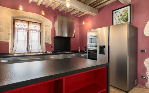 Villa Ferdinando: Möbel, Küche, Interior Design, Flooring, Countertop, Holz, Küchengerät, Decke, Fussboden, Cabinetry