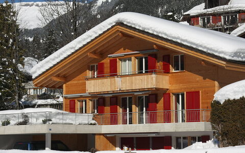 Chalet Almisgässli: Schnee, Gebäude, Fenster, Himmel, Baum, Berg, Haus, Holz, Steigung, Hütte